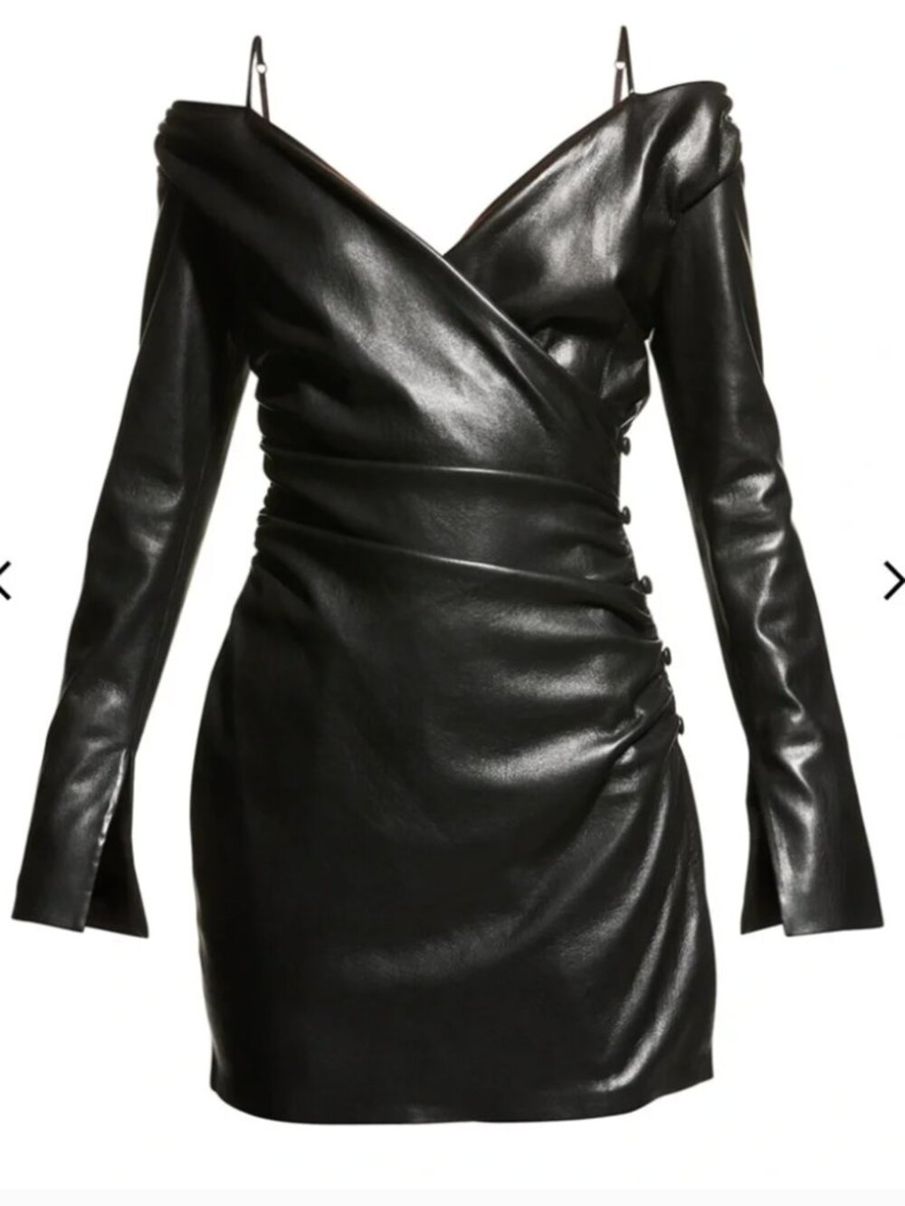 NANUSHKA Moha Faux-Leather Long-Sleeve Mini Dress, Medium, NWOT